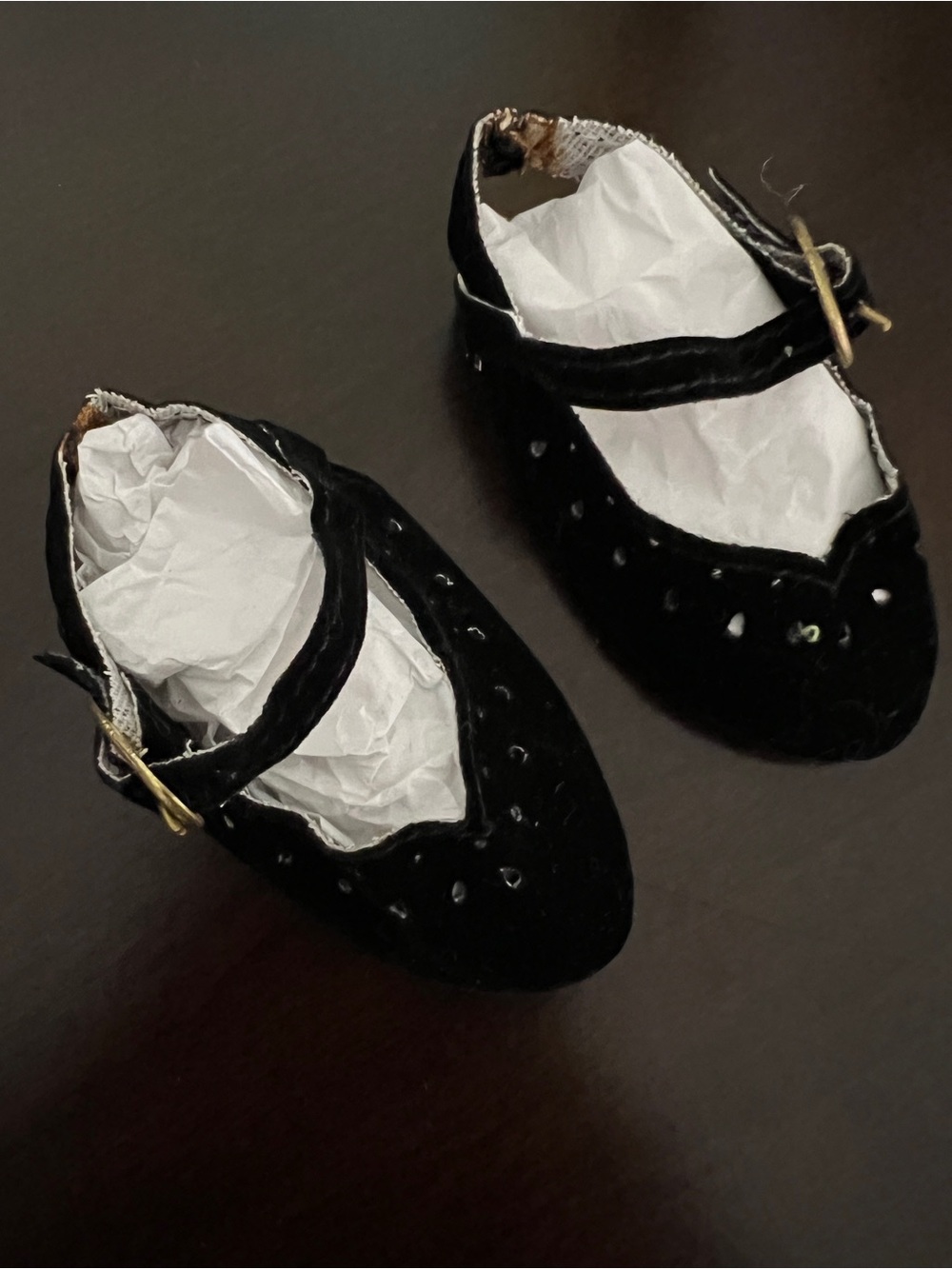 Vintage 90s American Girl Pleasant 18” doll Black Velvet Slingback Shoes